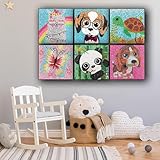 KINPLUB 6 Pack Diamond Art Kits for Kids Beginners, DIY Full Drill Animal 5D Diamond Painting Kits for Kids Ages 6-8-10-12, Gem Art by Number Dots Kits for Boys & Girls for Birthday Gifts(6x6 Inch)