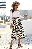 Newchoice Summer Skirts for Women, Asymmetrical Hem Leopard Printed Wrap Skirt (M,Leopard Khaki)