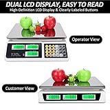 Digital Commercial Price Scale 88lb/40kg Price Computing Scale, Food Produce Counting Weight Scale with Dual LCD Display for Farmers Market, Retail Outlets, Meat Shop, Deli