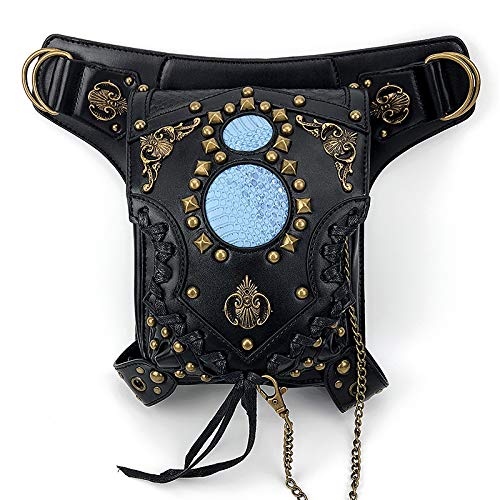 VIROGE Fashionable New Steampunk one-Shoulder Diagonal Cross-Bag Chain Bag Women's Belt Bag Men's Bag Trend Asshowninthepictureblack