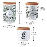 Sustainable Set of 3 Storage Jars – Decorative Canisters for Kitchen Counter – Airtight Kitchen Containers for Tea, Coffee, Spice, Flour, Candy, Food – Plant based – Cork Lid all natural – BPA-Free