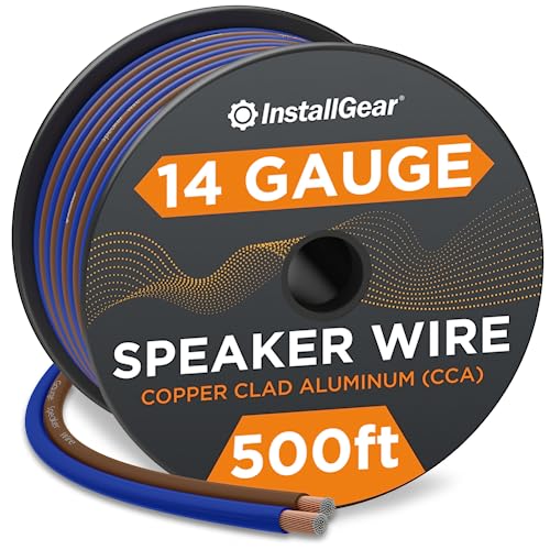InstallGear 14 Gauge Speaker Wire Cable (500ft), 14 AWG Speaker Wire Cable, True Spec Soft Touch Cables - Use for Car Speakers Stereos, Home Theater Speakers, Surround Sound, Radio Wiring