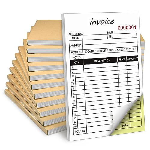 Homvle 20 Pack Invoice Receipt Book with Carbon Copies 8.3x5.5 Inches, 2-Part Carbonless Sales Invoice Book for Small Boutique Business, 50 Sets(invoice)