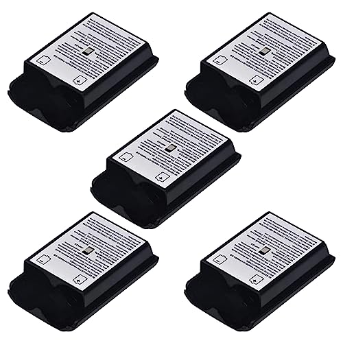 5 Pack Battery Pack Cover for Xbox 360 Wireless Controller, Replacement Battery Pack Cover Shell Case for Xbox360 (Black)