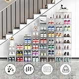 Kjfeoiye 12 Pack Hard Sturdy Thickened Rigid XX Large Shoe Storage Organizer for Closet, Clear Stackable Sneaker Shoe Boxes Rack Containers Display Case Bins with Lids, Clear