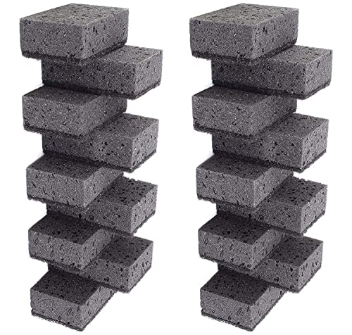 Okleen Black Multi Use Scrub Sponges. Made in Europe. 18 Pack, 4.3x2.8x1.4 inches. Heavy Duty Fiber. Odorless Durable Scrubber for Kitchen and Household Cleaning