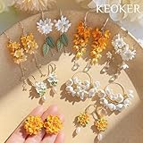 KEOKER Spring Clay Cutters, Spring Polymer Clay Cutters Flowers, Small Flower Clay Cutter, 12 Shapes Polymer Clay Cutters for Earrings, Polymer Clay Tools, Polymer Clay Earring Making Kit