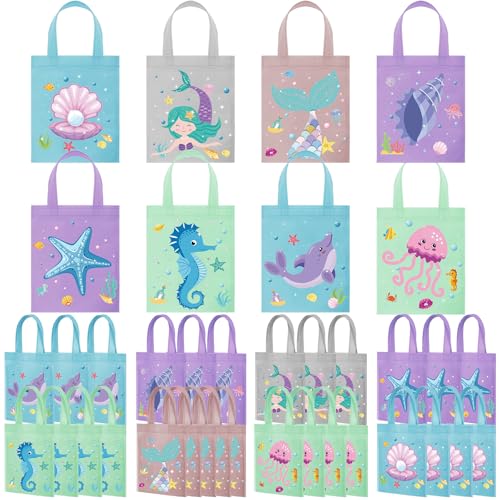 Ferraycle 24 Pcs Mermaid Under the Sea Goodie Bags Marine Sea Animals Party Favors Treat Bags for Baby Shower Birthday Party Decor