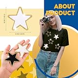 Jexine 32 Pieces Chenille Star Patches Self Adhesive Small Star Fabric Stickers Patches DIY Sewing Embroidered Appliques for Christmas Clothes Clothing, 2.36 Inch(Black, White)