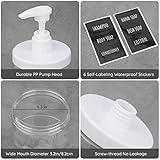 Segbeauty Plastic Pump Bottles Clear, 3 Pack of 10.1oz Refillable Wide Mouth Lotion Dispenser with Labels, 300ml Empty Shampoo and Conditioner Bottle Liquid Soap Container for Travel Hotel Bathroom