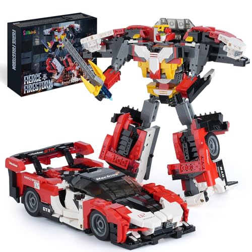 Sillbird Transforming Robot Building Toy Sets for Adults or Kids Aged 8-16, MOC Collectible 2in1 Transform Robot and Racing Car Display Model Christmas Thanksgiving Creative Gifts (1208 Pieces