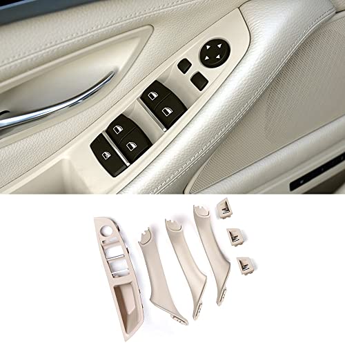 CHUANGHUI Car Door Handle Cover for BMW 5 Series F10 2011-2016 Interior Door Handles Replace Trim Cover 520i 528i 530i 535d 535i 550i (Beige White)