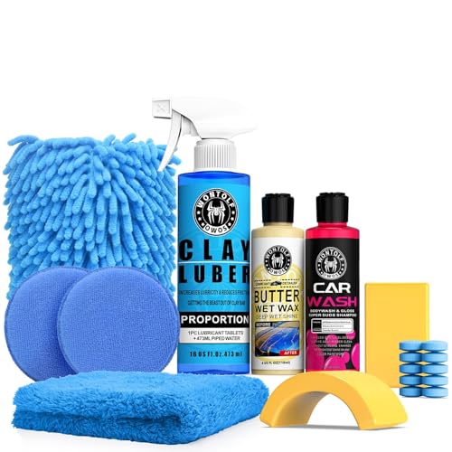 Wontolf Complete Car Clay Bar Auto Detailing Kit, Clay Luber, Butter Wet Wax, Car Wash Soap - Premium Grade Clay System Car Washing Detailing Kit- Maximum Gloss & Unsurpassed Slickness(19 Items)