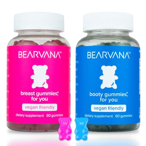 BEARVANA Bum & Chest Support Gummies for Women | Workout Enhancement | Berry Flavored | Essential Herbs | Multivitamins | Combo Pack Growth Gummies | Women’s Fitness Supplement (120 Count)