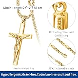 Eusense real gold cross necklace for women men crucifix necklace chain golden plated cross pendant Sterling Silver 925 jesus cross big large crucifix pendant 14K 18K 24K 10K