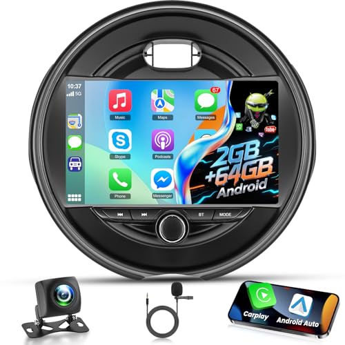 [2+64G] Car Radio for BMW Mini Cooper F55 F56 F57 2014-2019 (5 Door with OEM Nav Screen) - 9 Inch Touchscreen Android Car Stereo - Wireless Carplay and Android Auto/DSP/GPS/SWC + AHD Backup Camera