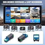 1080P Backup Camera System Kit,10.36 Inch Reversing Monitor with Record Function Night Vision DVR Monitor 5 Camera 5 Split Screen+Waterproof Reverse/Side View Camera for RV/Semi Box Truck