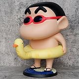 Heigguoj Swimming Circle Crayon Shin chan Figure Large Hand-Made Statue Model, Anime Figure Environmental PVC Collection Statue Model Decoration Exquisite Birthday GIF