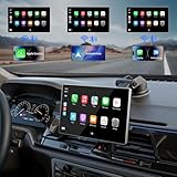 Madoec Portable Apple Carplay Screen for Car, 9" Wireless Apple Carplay & Android Auto,4K Dash Cam,1080p Backup Camera DVR,Car Audio Receivers GPS Navigation Mirror Link, Bluetooth,FM, Siri