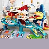 Toy Car Ramp Track Dinosaur Climbing Hills Railcar Colorful Vehicles Construction Play Set with 12 Mini Racer Cars and Track for Preschool Gifts Kids Ages 3 Years and Older (Dinosaur Hill)