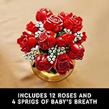 LEGO Botanicals Bouquet of Roses Artificial Flowers - Fake Red Roses Building Sets for Adults, Ages 18+ - Gifts for Her and Him - DIY Kits for Home Decorations - 10328