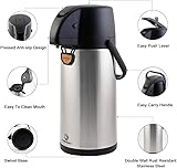 TOMAKEIT Airpot Coffee Dispenser Thermal with Pump,3L/102 Oz Insulated Stainless Steel Large Airpot Coffee Carafe Lever Action for Hot/Cold Water,Thermos for Coffee Hot Cocoa for Parties