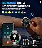 Military Smart Watches for Men(Answer/Make Calls) with LED Flashlight,530mAh Large Battery,1.43’’ AMOLED Heart Rate/Sleep Monitor 5ATM Waterproof Smartwatch for Android iOS,100+Sport Modes,3 Straps