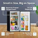 Igloo 3.2 Cu.Ft. Single Door Compact Refrigerator with Freezer - Slide Out Glass Shelf, Perfect for Homes, Offices, Dorms - Black