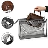 Peohud 12 Pack Dust Bags for Handbags, Clear Handbag Storage Organizer for Closet, Purse Protector Storage Bag with Zipper and Handle, Hanging Dust Cover Bag for Handbags