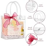 Jutieuo 30 Pack Clear Plastic Gift Bags with Handle, 5.9" x 6.3" x 2.8", Reusable Transparent PVC Gift Wrap Tote Bags Bulk with Ribbons for Wedding, Baby Shower, Birthday Party Favor Bags