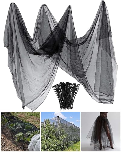 Zonon Mosquito Netting Garden Insect Mesh Netting Garden Patio Mesh Screen Net Fly Insect Bug Bird Net Barrier for Patio Balcony Porch Gazebo Vegetables Fruits Plant Protection(9.84 x 98.43 ft,Black)