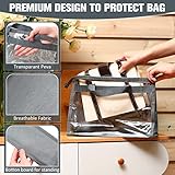 Shappy 15 Pieces Purse Dust Bags for Storage Dust Bags for Handbags, 3 Sizes Storage Clear Cover Organizer Purses with Zipper and Handles for Handbags Closet, 5 Each Size(Gray)