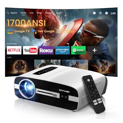 Ultra HD 4K Google TV Projector 1700 ANSI High-Bright Home Theater Projector ToF Laser Auto Focus, WiFi6 Bluetooth, 1.2 Shorter Throw, Dolby Audio, 30W Speaker, NFC Screencast for Outdoor Night