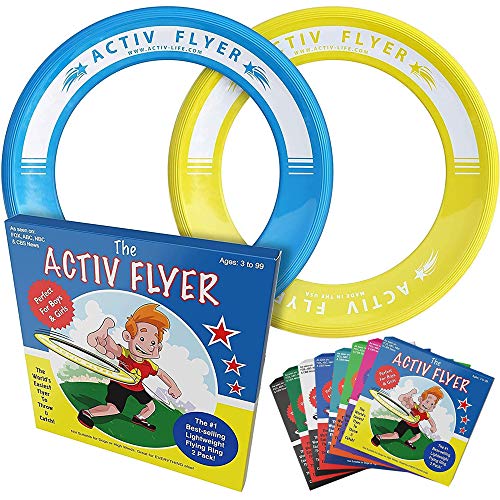 Activ Life Flying Rings for Kids, Fun Beach Toys, Gifts for Boys Girls Teens, Cool Family Outdoor Games, Play at Swimming Pool, Playground, Basket Fillers Birthday Presents, Cyan/Yellow