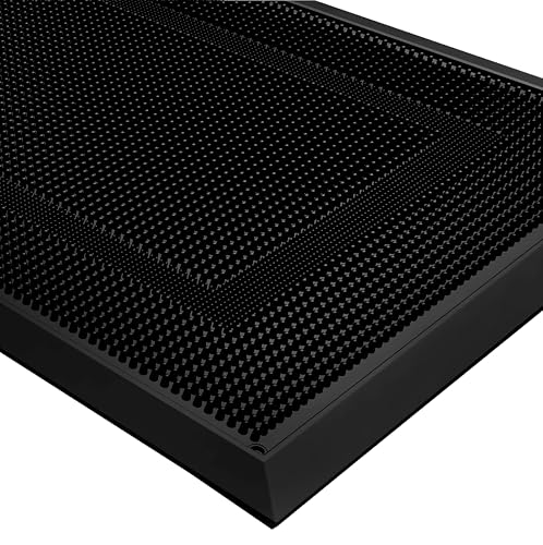 BEHERO Front Door Mat Outside Entrance, 36" x 17" Heavy Duty Rubber Outdoor Mats Enlarged for Entryway, Welcome Matt Outdoor, Dirt Trapping Waterproof Exterior Entry Mats, All Weather Doormat Black