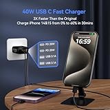 USB C Wall Fast Charger Block, 40W 4-Port Type C Charger Fast Charging Blocks PD Power Charger Adapter+QC 3.0 USB Multiport Charger Brick for Phone 16/15/14/13/12 Pro Max, Pad, Galaxy S24/23-Black