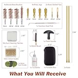 Gun Cleaning Kit 19 in 1 with Special 9mm Handgun Snake .22 .38 9mm .40 .45 Caliber Pistol Bronze Bore Brush and Brass Jag Adapter,100Pcs 3" Cotton Swabs Empty Bottle by DINGDOON