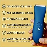 MERIDIAN Body Hair Trimmer for Men, Pubic Hair Trimmer Balls, Body Shaver for Men Groin Safe, Electric Ball Shavers, Bikini Razors Women, Waterproof & Rechargeable - Ocean