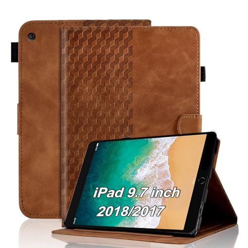 Varohix Case for iPad 5th / 6th Generation/iPad 9.7'' / iPad Air 2 / iPad Air 9.7 inch 2018/2017 PU Leather Flip Folio Cover with Apple Pencil Holder with Stand, Brown