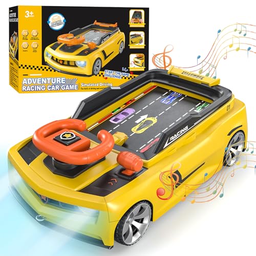 DY-GO Steering Wheel Toys with Music and Light - Kids Simulation Adventure Driving Racing Car Game, Educational Musical Car Toys with Suction Cups for Boys Girls Birthday Xmas Gifts 3 4 5 6 Year Old