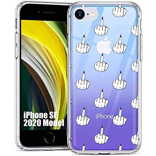TalkingCase Clear Thin Gel Phone Case for Apple SE 2020, iPhone 8, 7, 6S,Edgy Middle Finger TP Print,Light Weight,Ultra Flexible,Soft Touch,Anti-Scratch,Designed in USA