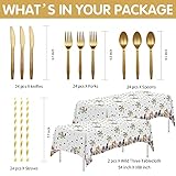 APOWBLS Young Wild And Three Decorations Girl Dinnerware, Safari 3rd Birthday Party Supplies, Plate, Cup, Napkin, Tablecloth, Cutlery, Straw, Animal Jungle 3 Year Old Birthday Decorations | Serves 24