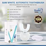 Sani White Ultrasonic Toothbrush, Ortho Sparkle Sonic Glow Brush, 360 Brite Toothbrush Adult U Shaped Toothbrush Ultrasonic Tooth Cleaner Teeth Whitening Light Electric Automatic Toothbrush Hands Free