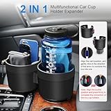 JINKEY Dual Cup Holder Expander for Car, 2 in 1 Multifunctional Large Car Cup Holder Expander Adapter with Adjustable Base, All Purpose Car Cup Holder for Bottles Cups Drinks Snack Organizer