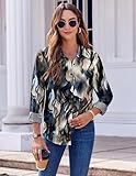 Zeagoo Blouses for Women Dressy Casual Floral Long Sleve Button Down Shirts Work Tops Business Casual Clothes