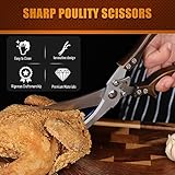 Heavy Duty Poultry Shears with Serrated Edge - For Chicken, Bone, Meat, Turkey, Fish - No Rust, Spring Loaded, Stainless Steel Kitchen Scissors