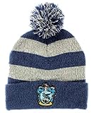 Harry Potter Hogwarts Houses Knit Ravenclaw Scarf & Pom Beanie Set (Ravenclaw)