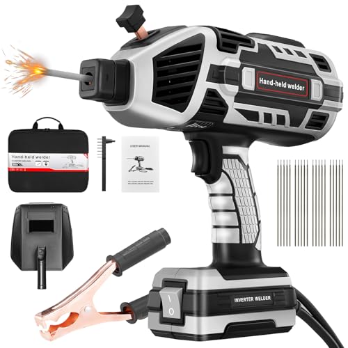 Saker Portable Electric Welding Machine,110V Portable Welder Handheld with IGBT Inverter 5 Variable Current Adjustment, ARC Welder Gun, Fits for 3/32" Wire Rods (Grey)