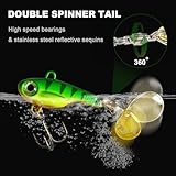 Gxamz Tail Spinner Hard Metal Lures VIB Fishing Baits Jigging Spoons with Treble Hook Kit Sinking Blade Bait for Bass Trout Freshwater (0.5oz(14g)-10#-3pc)