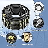 POHIR Power Washer Hose 100FT 3/8'' High Tensile Wire Braided Car Wash Water Hose, with 2 Quick Connect Kits Compatible M22 14 mm, 1/4 Inch Hose for Pressure Washer, 4200 PSI